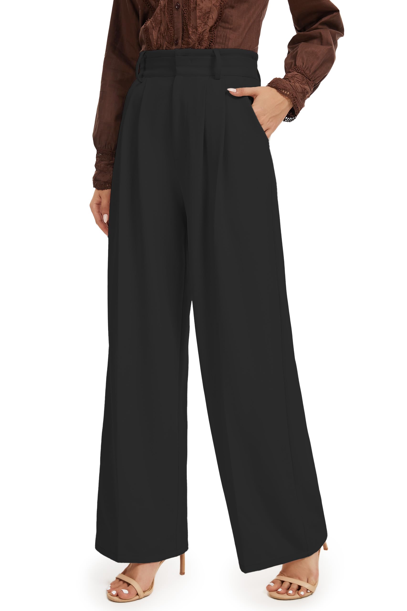 Women High Waist Straight Leg Pant with Pocket Lightweight Business Slack