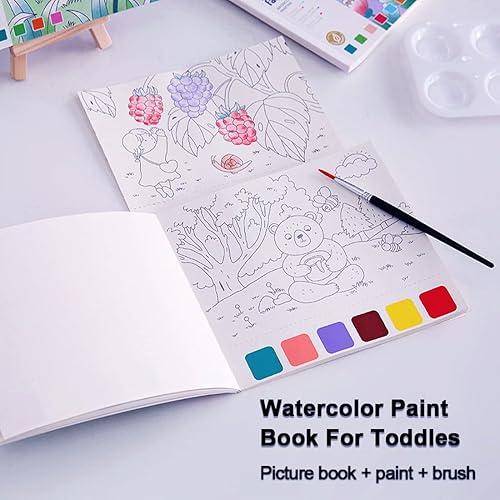 Vista 13 de JUNQIU - Juego de pintura de acuarela para niños, libros de pintura con agua para niños de 4 a 8 años, libro de pintura de acuarela de bolsillo, kit