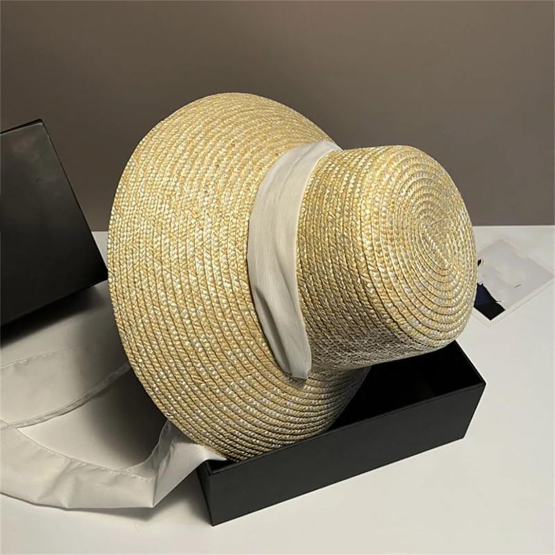 Women’S Wide Brim Sun Hat With Ribbon Tie Handwoven Straw Protection Casual Travel Hat