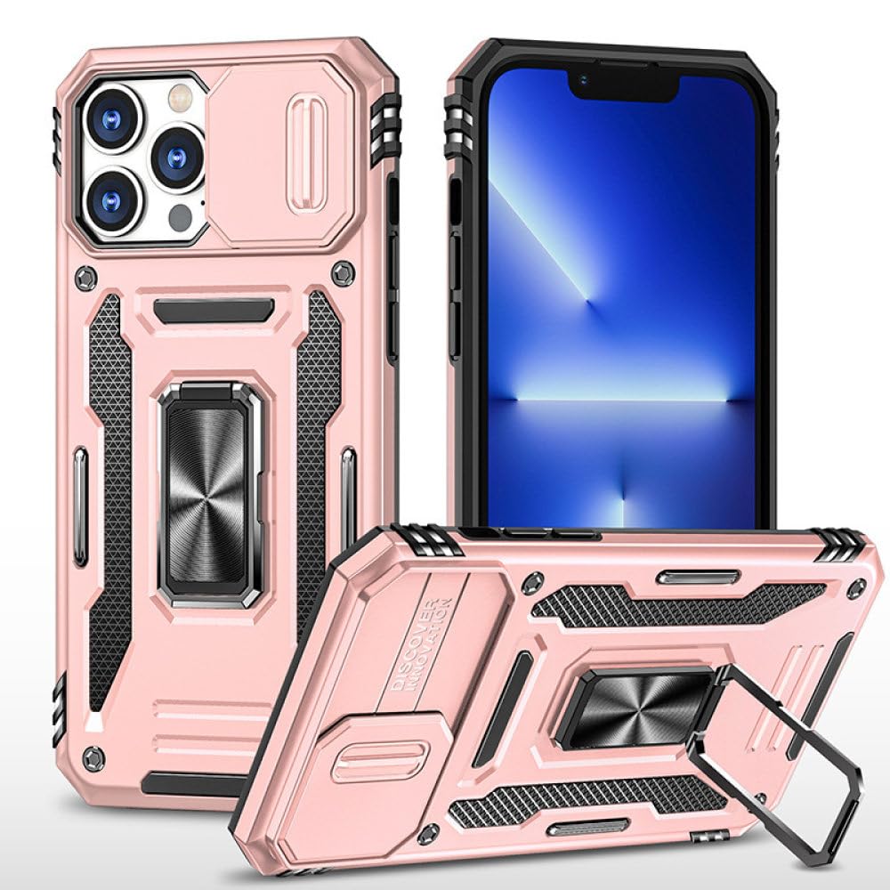 Coque iPhone 15 Pro Max antichoc antichute coque armure rose gold avec support - 7