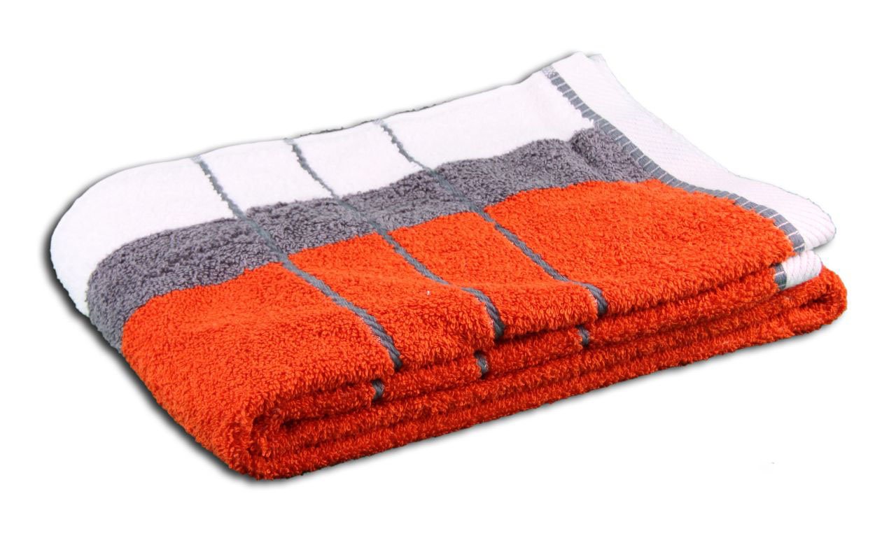 Gözze - Beach Towel, 100% Baumwolle, Berlin, Striped, 70 x 140 cm - Orange/Anthracite
