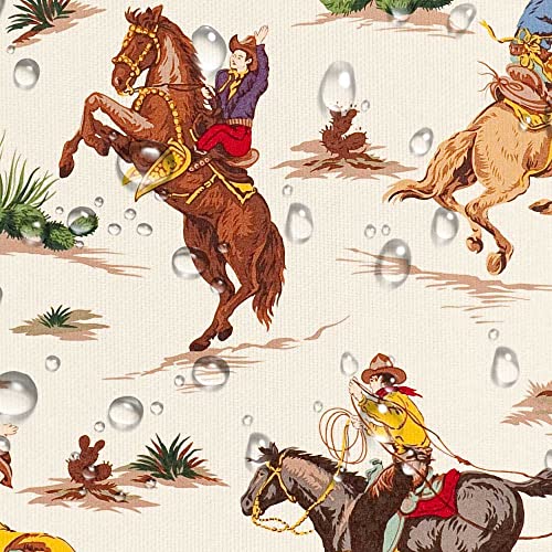Vintage West Cowboy Shower Curtain, Wild West Cowboy Ride Horse And Desert Cactus Shower Curtain For Bathroom, Cloth Fabric Wild West Artistic Theme Bathroom 12Pcs Hooks, 69X70In (69X70) #TOP4