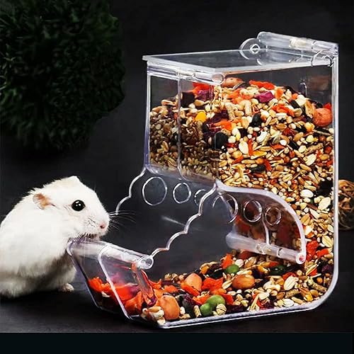 Miniatura 9 de Comedero para hámsters, dispensador automático de animales pequeños, acrílico transparente, recipiente de almacenamiento de alimentos para mascotas,