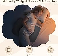 Vista 3 de Almohada de embarazo ajustable de 30° – Almohada de maternidad portátil de viaje con funda lavable, alivio de espalda, presión abdominal y cadera