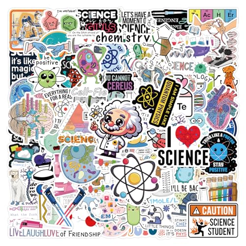 110pcs Science Stickers Pack, Chemistry, Biology, Physics, Science Classroom Decor for School Teacher Student Laboratory Sticker Decals for Laptop Water Bottle Notebook Science Party Favors and Decor