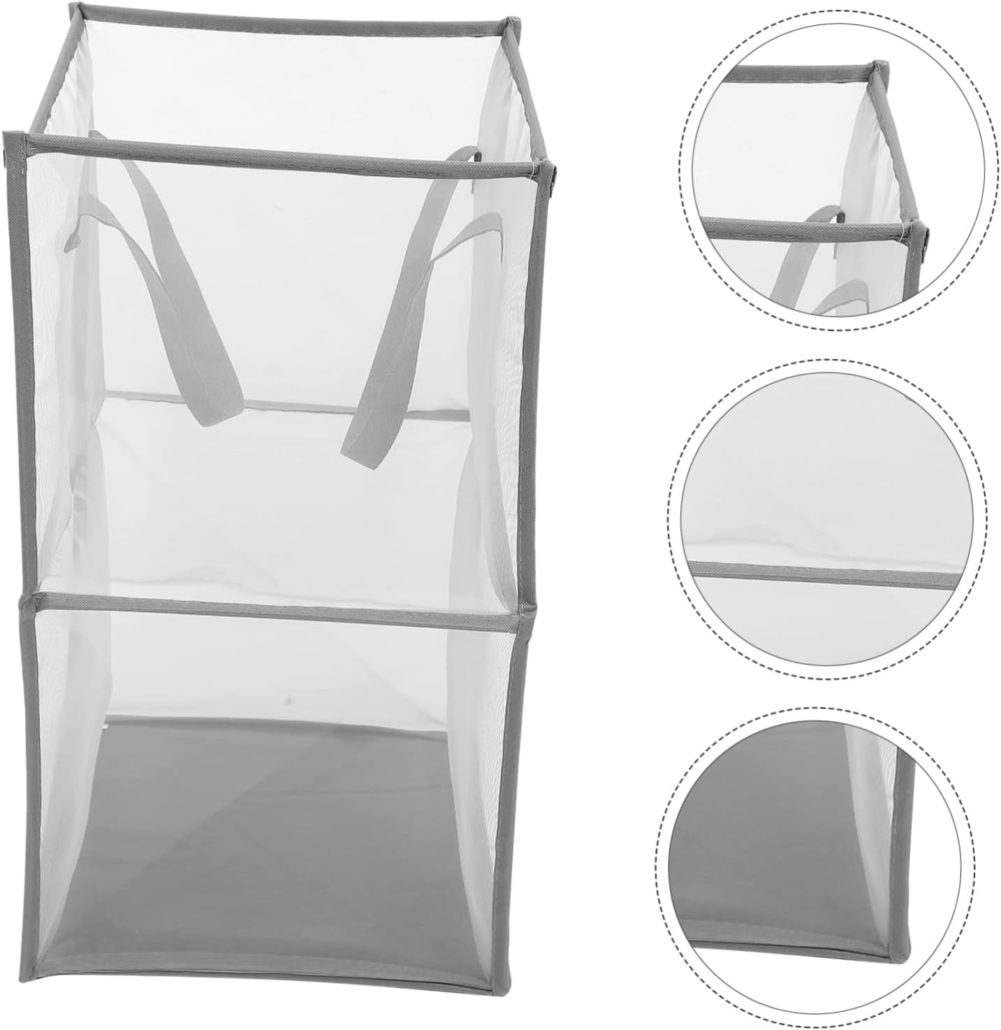 Foldable Laundry Basket with Handles Double Mesh Clothes Hamper for Bedroom and Bathroom Space Saving Storage Bin for Blankets and Clothes Portable Home Organizer in Gray