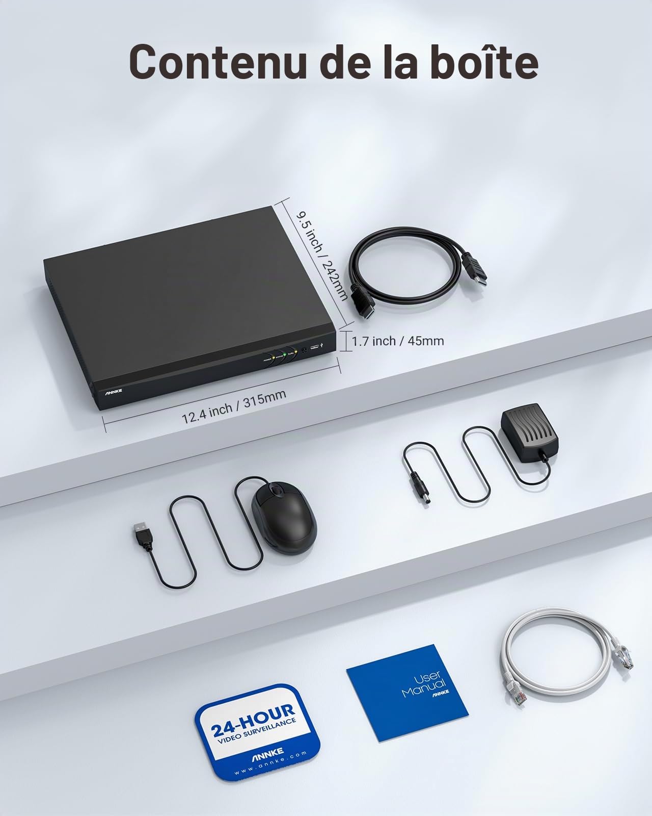 ANNKE Enregistreur DVR 4K 8 canaux CCTV AI DVR avec détection humaine et véhicule, compatible avec les caméras AHD/CVI/TVI/IP/CVBS (analogique), sans disque dur