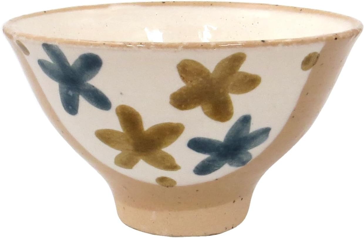 Hasami Ware 52296 Mizuiko Kiln Colored Glaze Small Flower Rice Bowl, Large