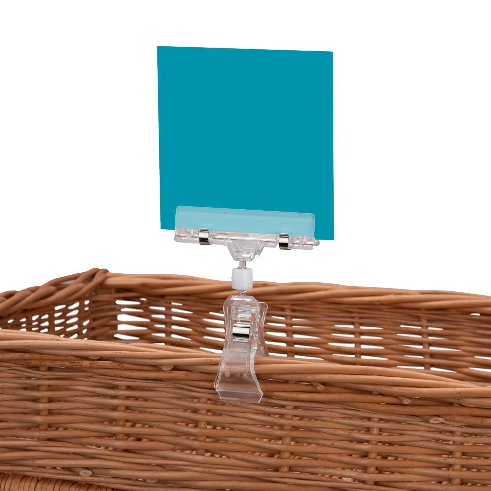 20 x Preisschild-Halter Sign-Clip mit Klammer / Preisschild-Klammer / zum Anstecken an Füllkörbe/Verkaufsständer/Gastronomie/Bäckerei/Einzelhandel
