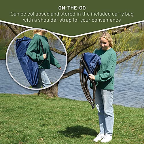 Timber Ridge Folding Rocking Camping Chair With Hard Armrests, Portable Outdoor Rocker For Patio, Garden, Lawn, Supports Up To 250 Lbs, Blue #TOP5