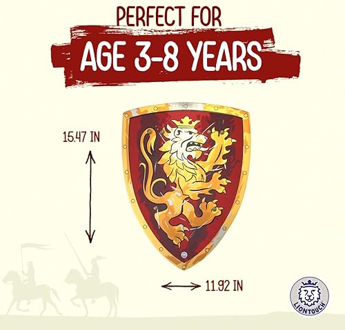 Miniatura 4 de Liontouch - Escudo de espuma Noble Knight para niños, rojomediano - Edad 3-8 15.4 x 11.8 pulgadas Juguete medieval de simulación con tema de león