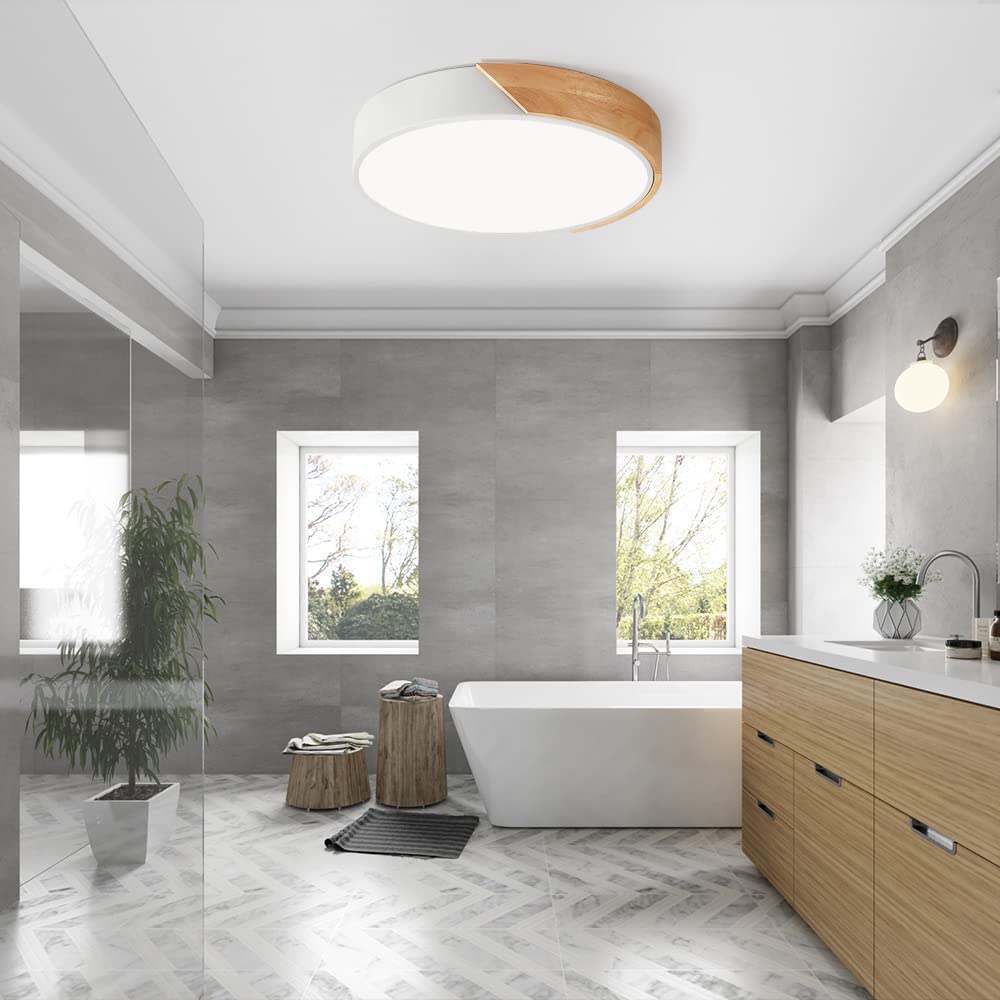 INNOVATE Plafoniera LED soffitto con sensore di movimento per luci [2 modalità (1) DAY (2) DAY and NIGHT, Bianco 18W] Lampadario per scala, cucina I Plafoniera soffitto I Lampadario bagno (Quadrato 1