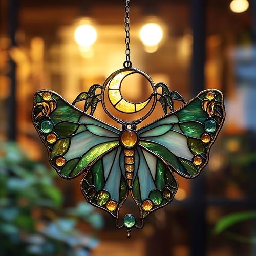 Miniatura 19 de Atrapasoles de cámara vintage retro de acrílico con efecto de vidrio manchado para ventana, colgante de coche, adorno navideño para interior y Como