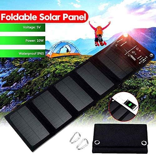 ZHITING 5V 10W Solar Charger Outdoor Waterproof Foldable USB Ports Solar Charger,USB Output Devices Portable Solar Panels for Smartphones, for iPhone 8/X/7/6s, iPad Pro/Air 2/Mini, Galaxy S8/S7/S6/