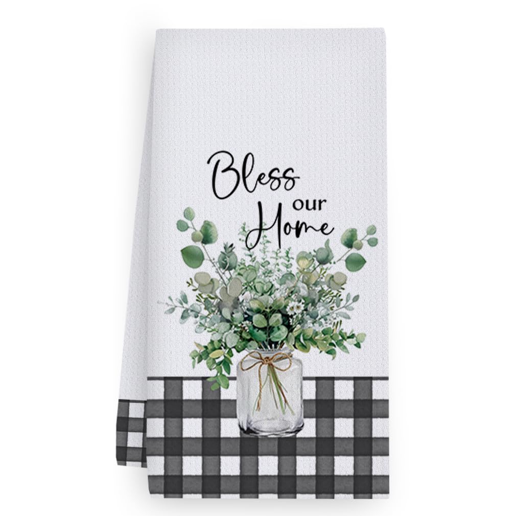 Trapos Cocina Plantas De Hoja Verde Paños de Cocina Suaves y Absorbentes Paños Cocina Reutilizables Trapos de Cocina para Secar Toallas Lavable Toallas de Barra Juego de 4 (40x60cm)