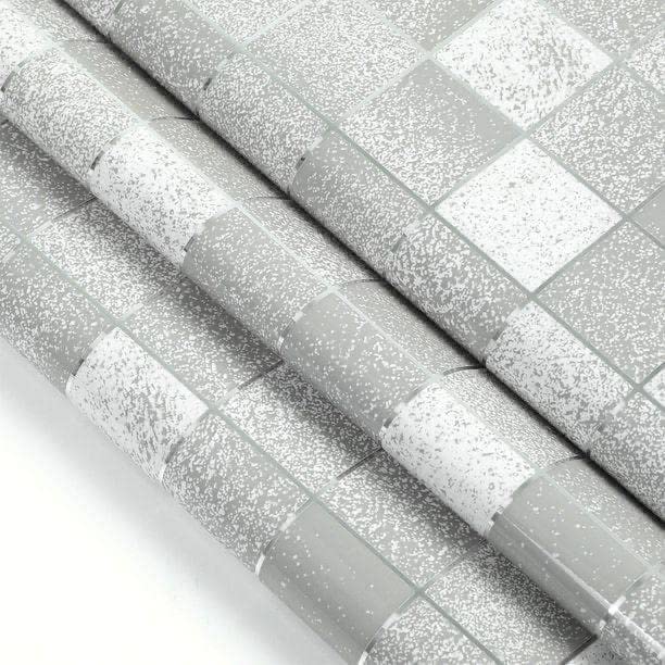 Image of KBR Self-Adhesive PVC 3D Wall Sticker Wallpaper, Kitchen Backsplash Silver Stickers Wallpaper for Hotel, Bedroom & Cafe Walls (60cm x 200cm, Pack of 2)