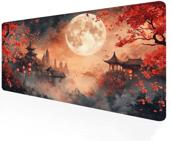 Tapis de souris gamer lune XXL 900x500x3mm rouge G1-846