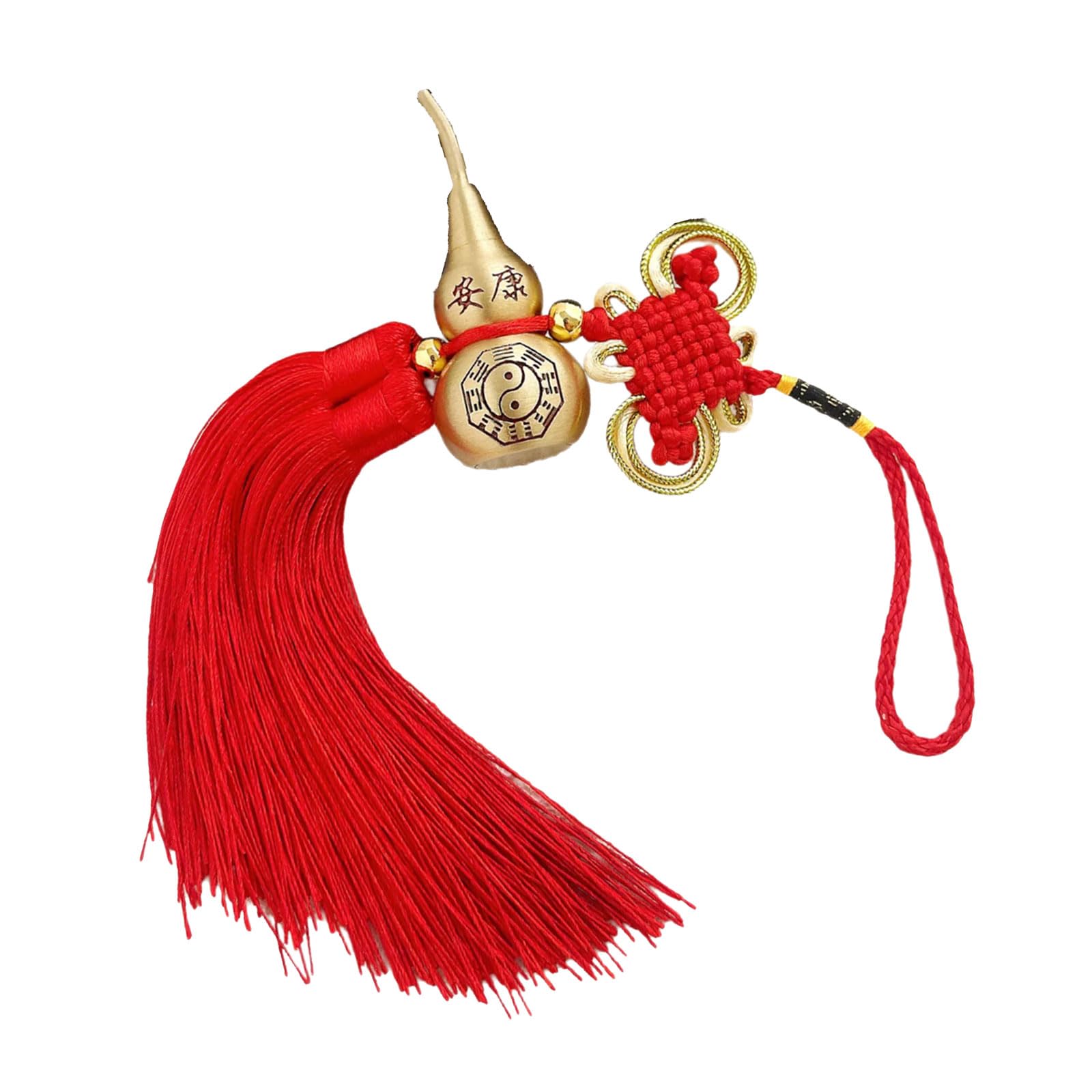 Tsophreniq Classical Copper Gourd Pendant Chinese Fortunes Knot Tassels Spiritual Amulets Charm Home Car Fengshuis Hanging Decors Fengshuis Car Hanging Decors Spiritual Amulets Pendant