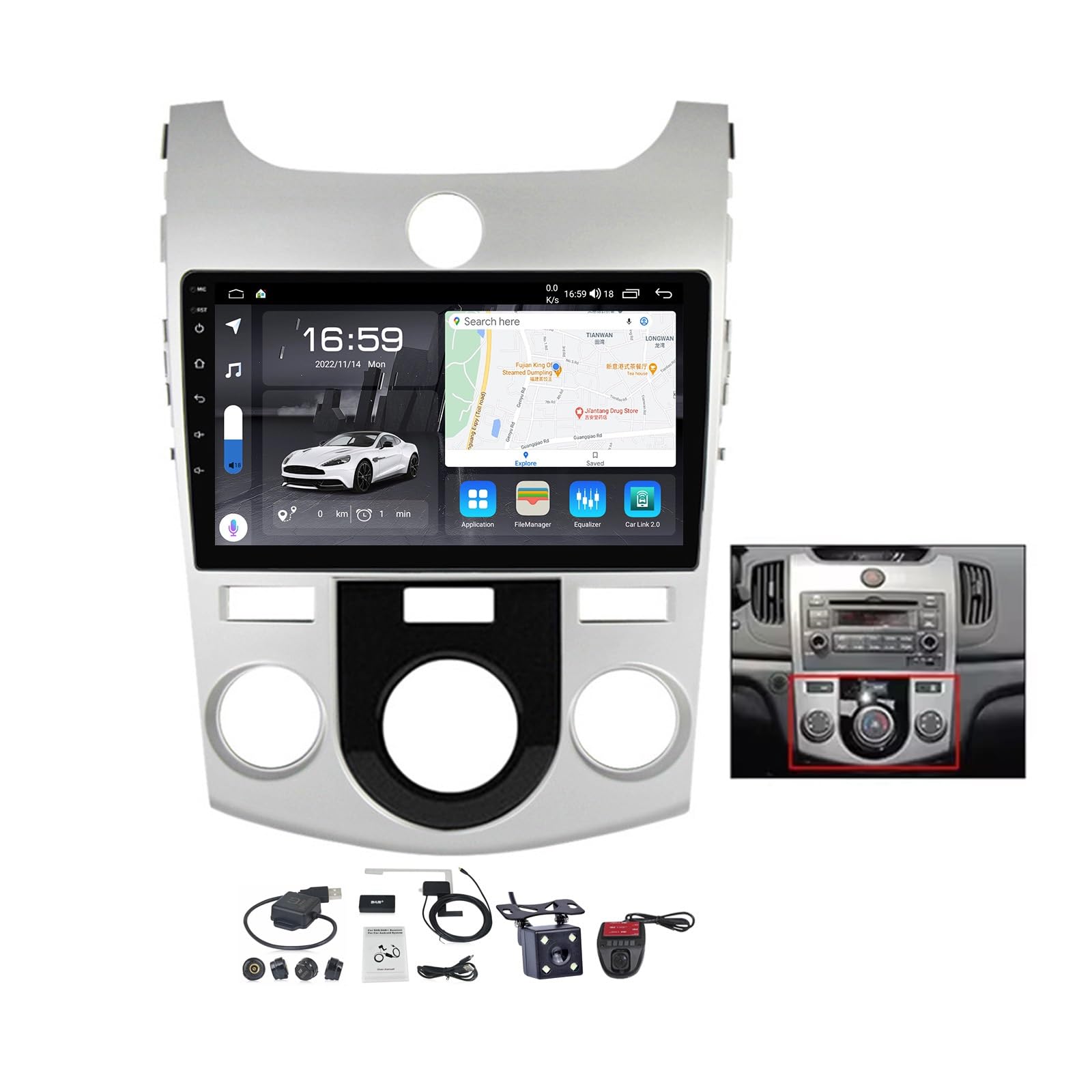 Autoradio Android 11 Kia Cerato compatible CarPlay et commandes vocales