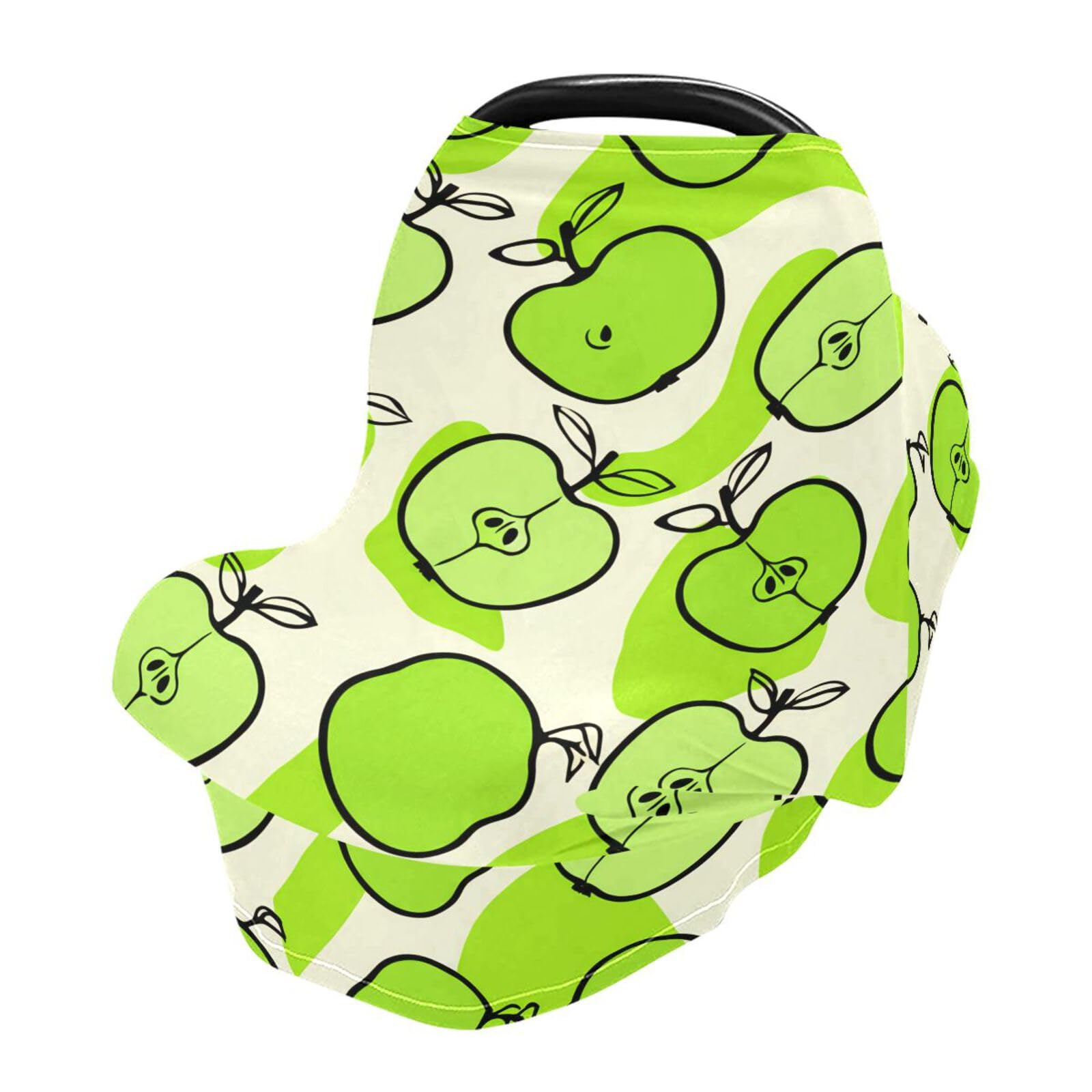 Nesatuwa Baby Car Seat Cover Fresh Green Apples Breastfeeding Covers Stretchy Breathable Multi-Use Cover Carseat Canopy for Girls and Boys