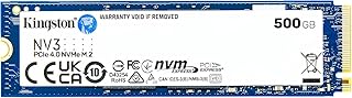 Kingsto.n NV3 500GB M.2 2280 NVMe SSD | PCIe 4.0 Gen 4x4 | Up to 5000 MB/s | SNV3S/500G - Produto 10 mais recomendado com 4.7 estrelas