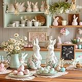 JialanGulong Easter Decorations Indoor - Bunny Decor - Easter Bunny Statues for Indoor Tabletop Decor,Adorable Small Rabbit Figurines for Easter Table Decor,Home,Office,Gifts