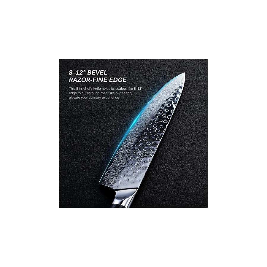 KYOKU-Chef-Knife-8-Japanese-VG10-Steel-Core-Hammered-Damascus-Blade-with-Sheath-Case KYOKU Chef Knife - 8"- Shogun Series Japanese VG10 Steel Core Hammered Damascus Blade Kitchen Knife - with Sheath & Case