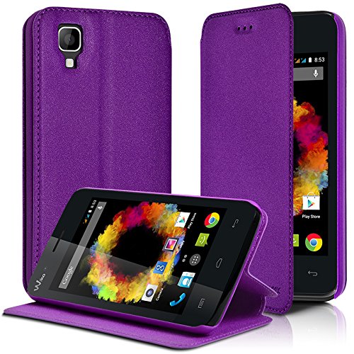 KARYLAX Seluxion - Housse Coque Etui à Rabat latéral Fonction Support Couleur Violet pour Wiko Sunset + Film de Protection