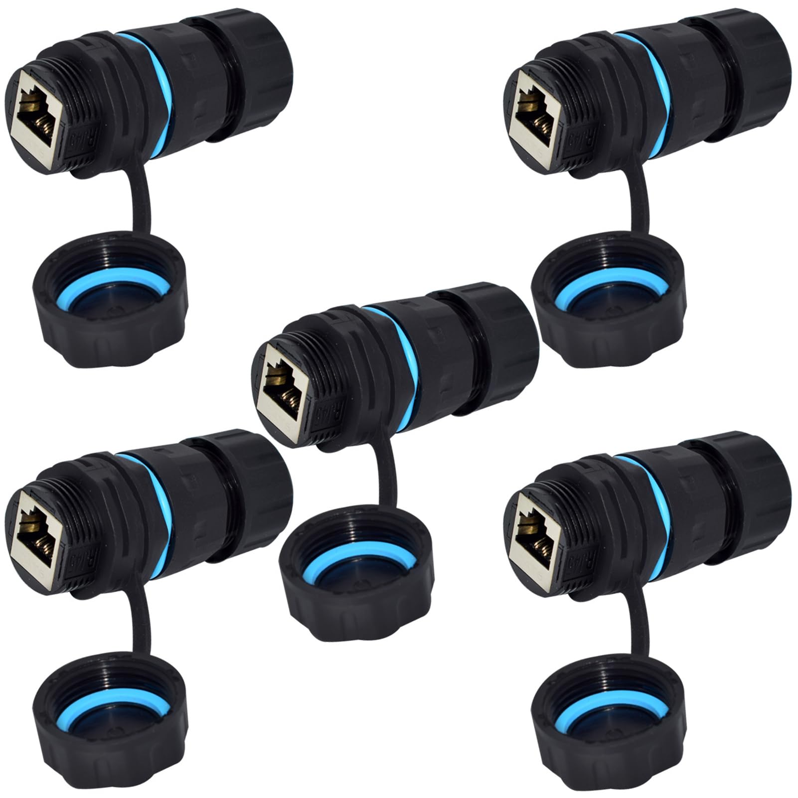 Lot de 5 connecteurs RJ45 CAT6 étanches étanches M23 IP68 pour montage sur panneau de 5,5 cm