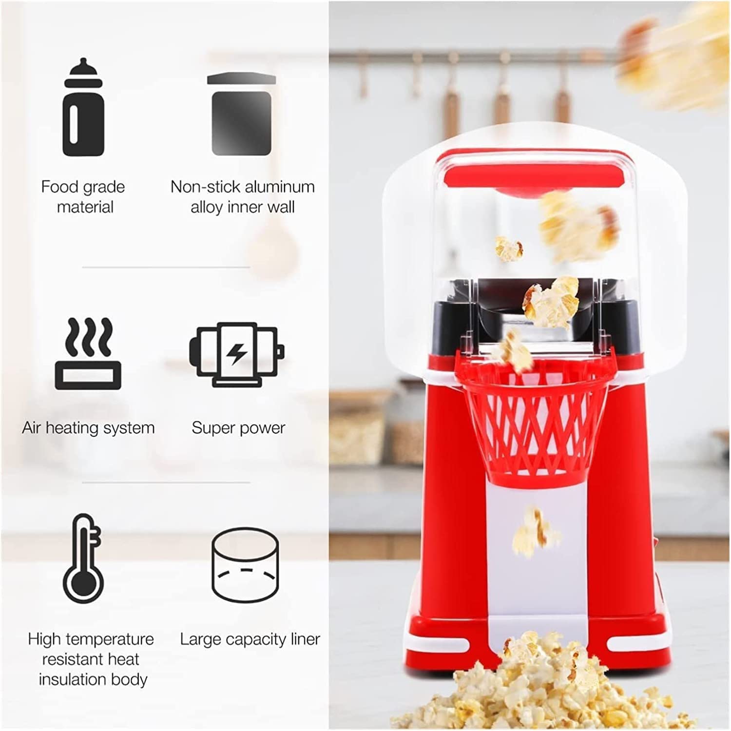 Macchina per Popcorn per Popcorn, Mini Macchina per Popcorn elettrica Senza Olio, Macchina per Popcorn ad Aria Calda, Snack per Guardare Film
