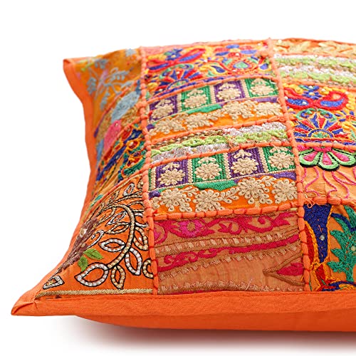 Image of Ravaiyaa - Attitude is everything Set Of 2 PC Home Sofa Decor Cotton Cushion Cover, Handmade Khambadiya Patchwork Pillow Case, Embroidery Cushions
