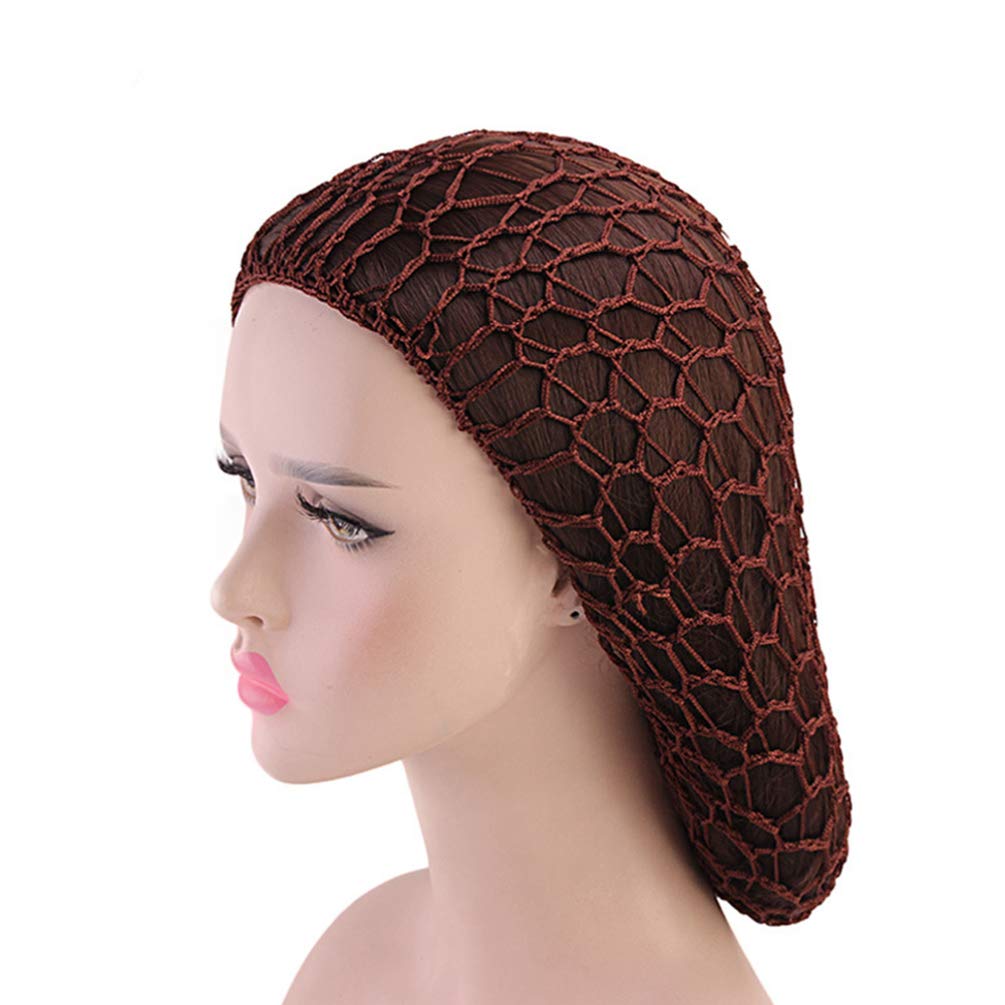 Minkissy 2 Stück Schlafende Haarnetze Häkeln Haarnetz Langes Haar Snood Cover Turban für Frauen Mädchen Beige Kaffee