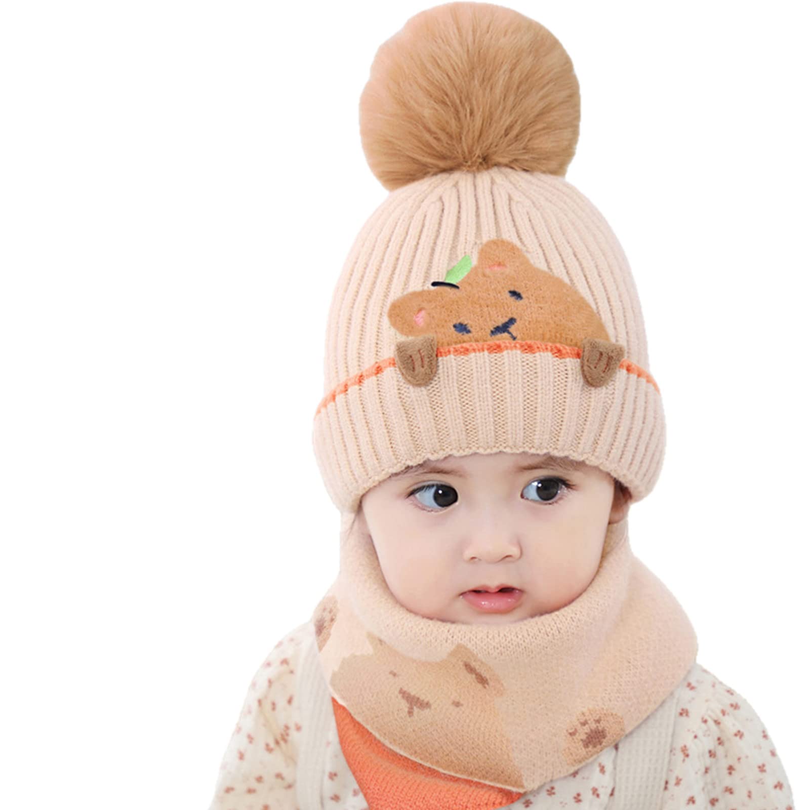 Gorro y bufanda para niños conjunto de invierno infantil dos piezas para otoño 7