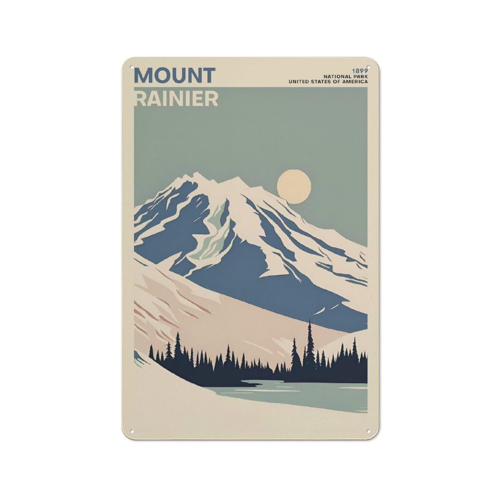 Junmoney Style-21 Mount Rainier National Par Vintage Tin Wall Plaque 30X20cm For Hobby Room Or Studio, A Decorative Metal Sign For Hobby Rooms And Studios