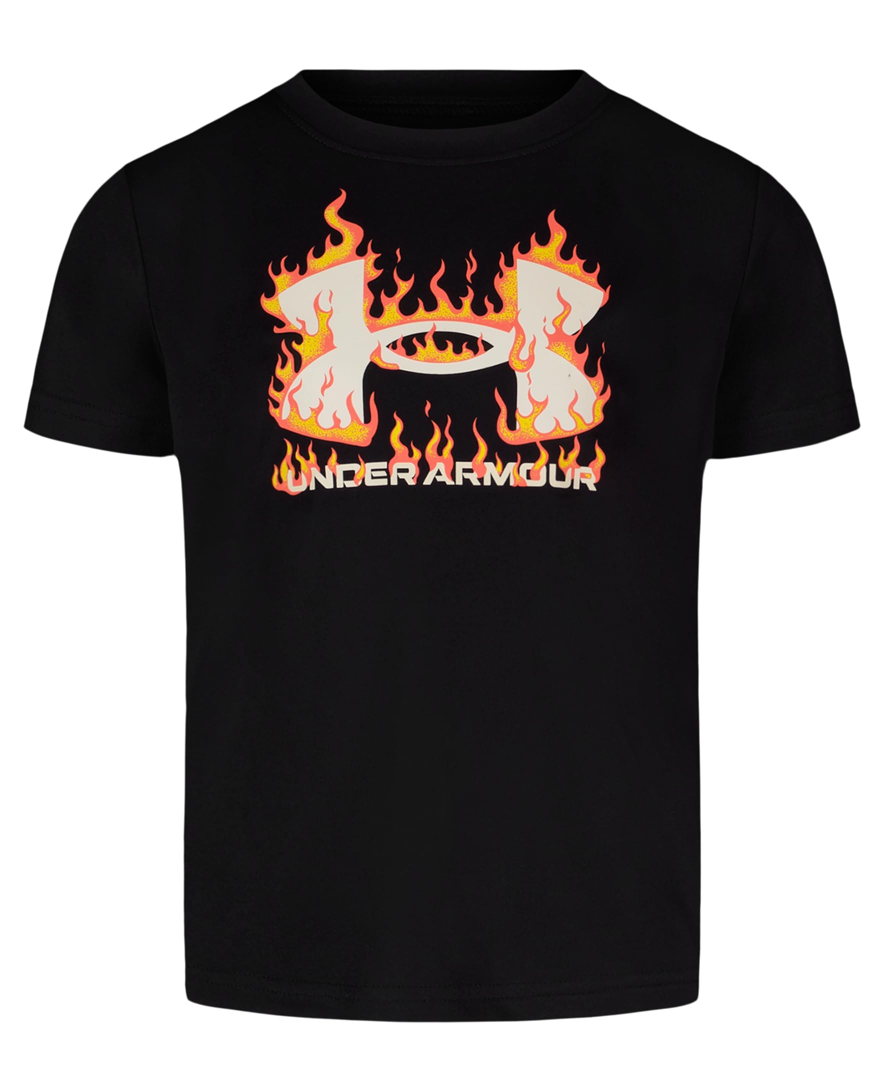 Under Armour Boys Short Sleeve Core Graphic T-Shirt Lightweight Breathable Relaxed Fit Black Fired Up 6