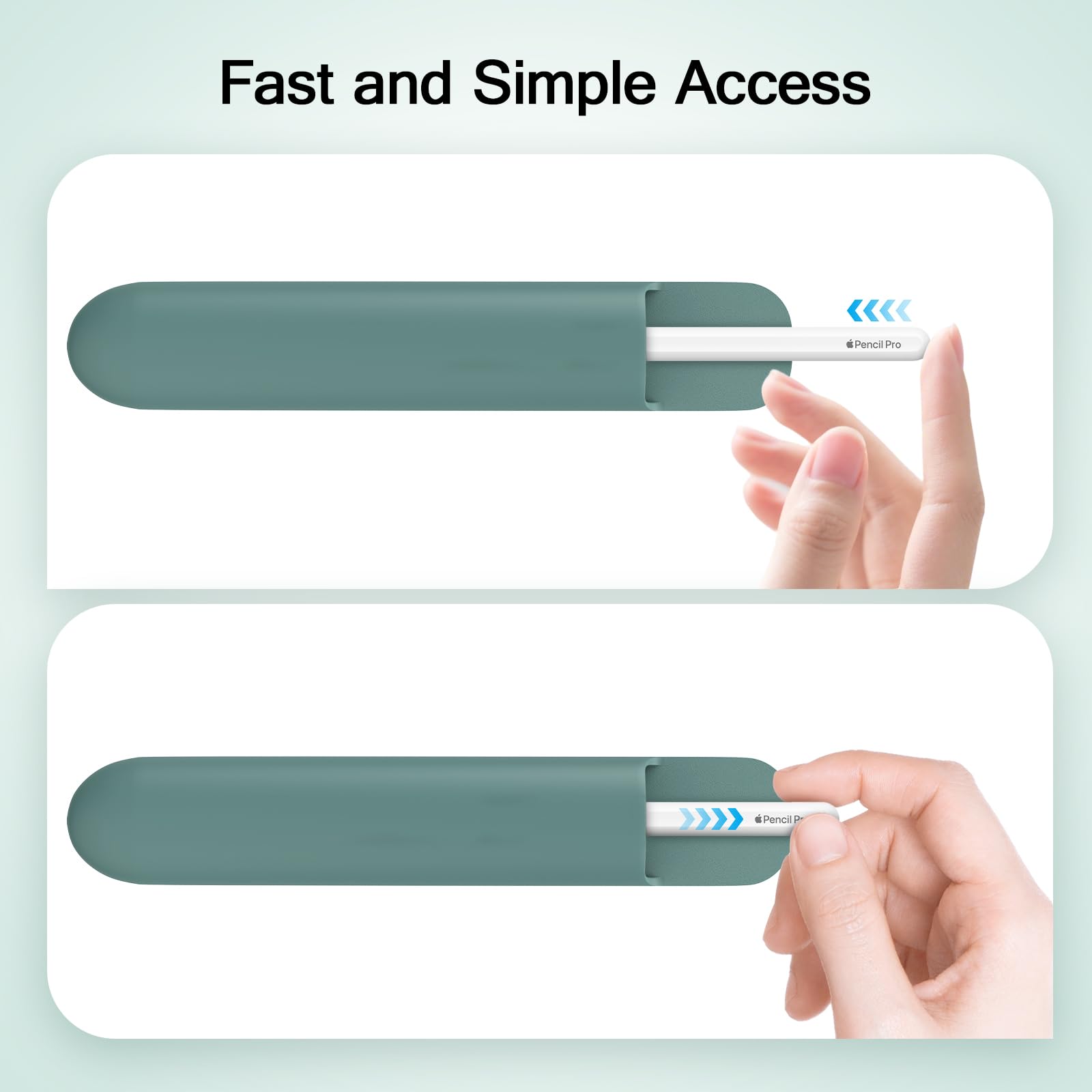 MoKo Universal Stylus Holder, Adhesive Silicone Pencil Protected Sleeve Compatible with Pencil Pro&1st&2nd Gen&USB-C and Similarly Sized Styluses,Attached to Case for Pencil,Dark Night Green