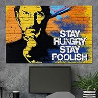 SIGNWIN Framed Canvas Wall Art Steve Jobs Quote Stay Hungry Stay Foolish Graffiti & Street Art Famous People Pop Art Modern Urban Multicolor for Living Room, Bedroom, Office - 12x18 inches