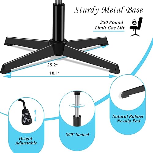 Miniatura 6 de TAVATA Silla de escritorio de oficina sin brazos con respaldo alto, sin ruedas, asiento ancho de poliuretano, silla de escritorio para oficina en