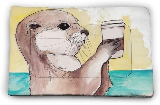 Amazon Watercolor Otter Painting カワウソ 川獺 ペットベッド? 犬