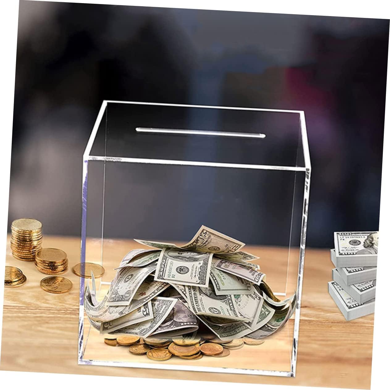 2pcs Acrylic Holder Saving Pot for Boys and Girls Creative Money Safe for Home Cube-Shaped Design for Educational Savings and Stylish Storage for