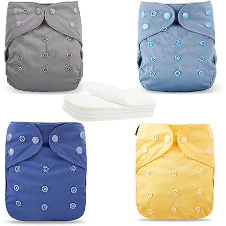 Amazon ウィードマップ おむつカバー 赤ちゃん 布おむつ 新生児 ベビー用品 男の子 4枚セット 3層超微細繊維 布おむつ4枚入 再利用可能 成形ベビー布オムツ サイズ調整可能 防水加工 出産祝い おむつカバー ベビー マタニティ 通販