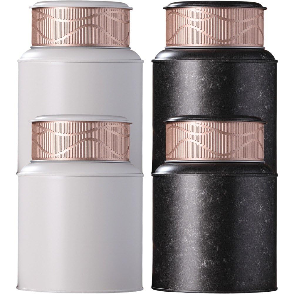 Lamdbao Set of 4 Airtight Tea,Coffee,and Sugar Canisters,Decorative Airtight Food Storage Easy to Open Jars Tin Storage Canisters