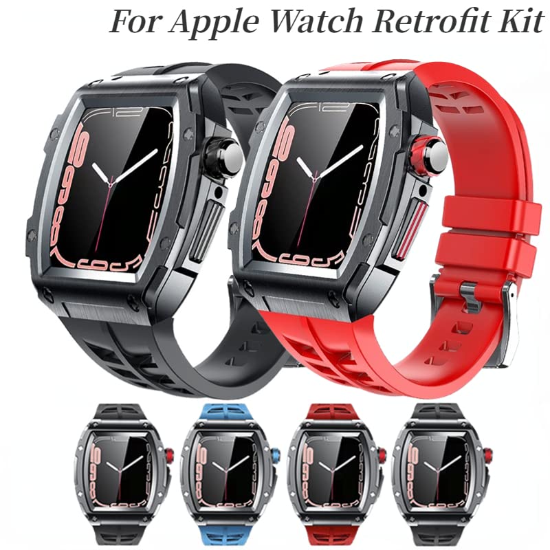 Bracelet Apple Watch 45mm silicone étanche et boîtier acier incassable
