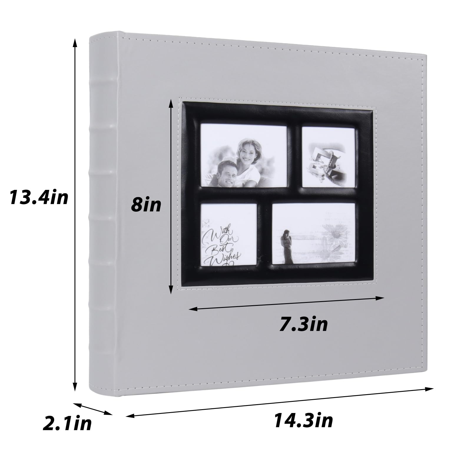RECUTMS Photo Album 4x6 500 Photos, Large Capacity for Baby Wedding Family Leather Cover Picture Albums Holds 500 Horizontal and Vertical 4x6 Photos (Grey)
