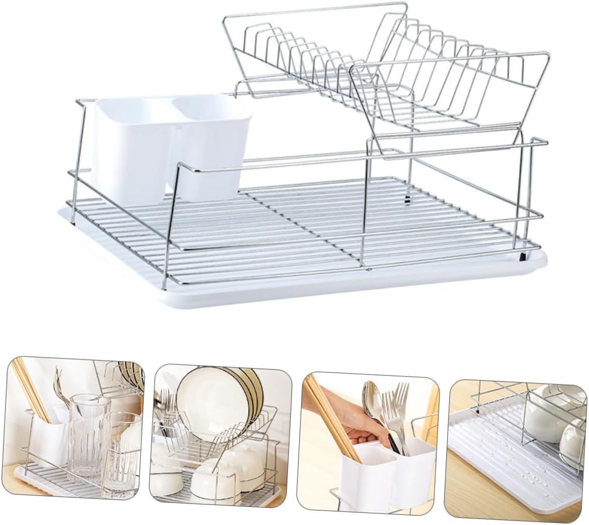 PRETYZOOM Stainless Steel Dish Drying Rack Dish Drying Rack Over Sink Kitchen Utensil Holder