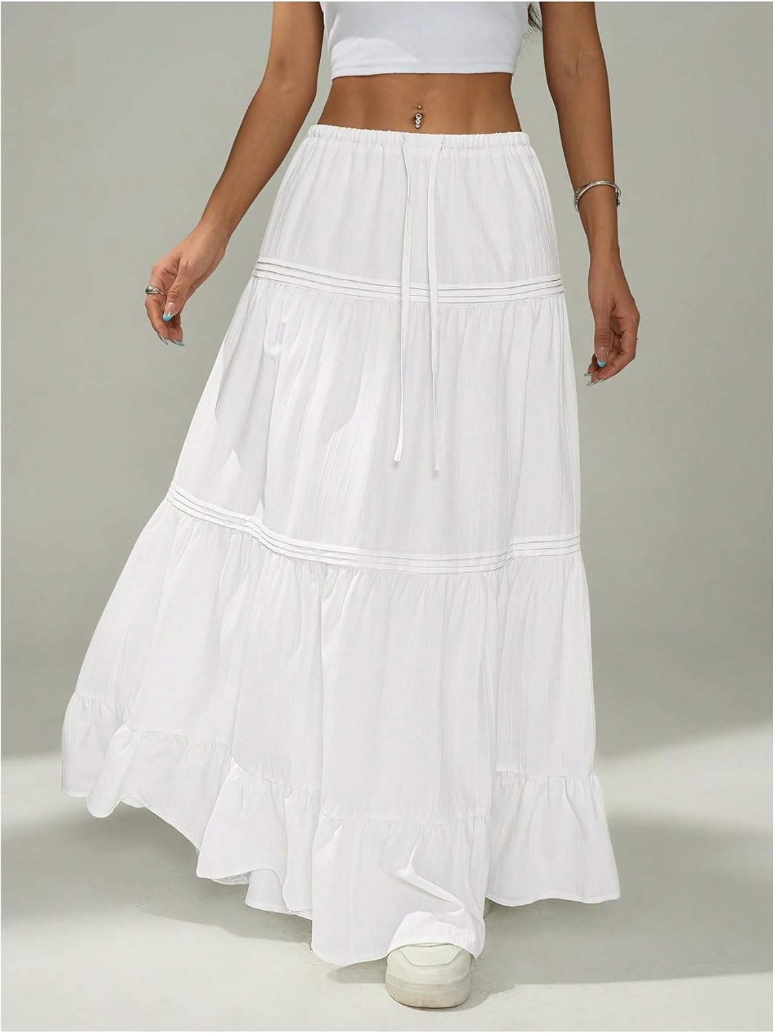 Maxi Skirts for Women Summer Spring 2026 Pleated High Waisted Flowly Skirt Tiered Casual Boho Beach Vacation Clothes - Image 5