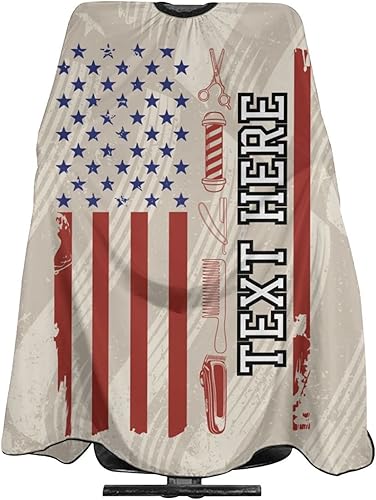 Capa de peluquería personalizada para peluquería con bandera estadounidense, capa de corte de pelo personalizada con tu nombre de texto, logotipo,