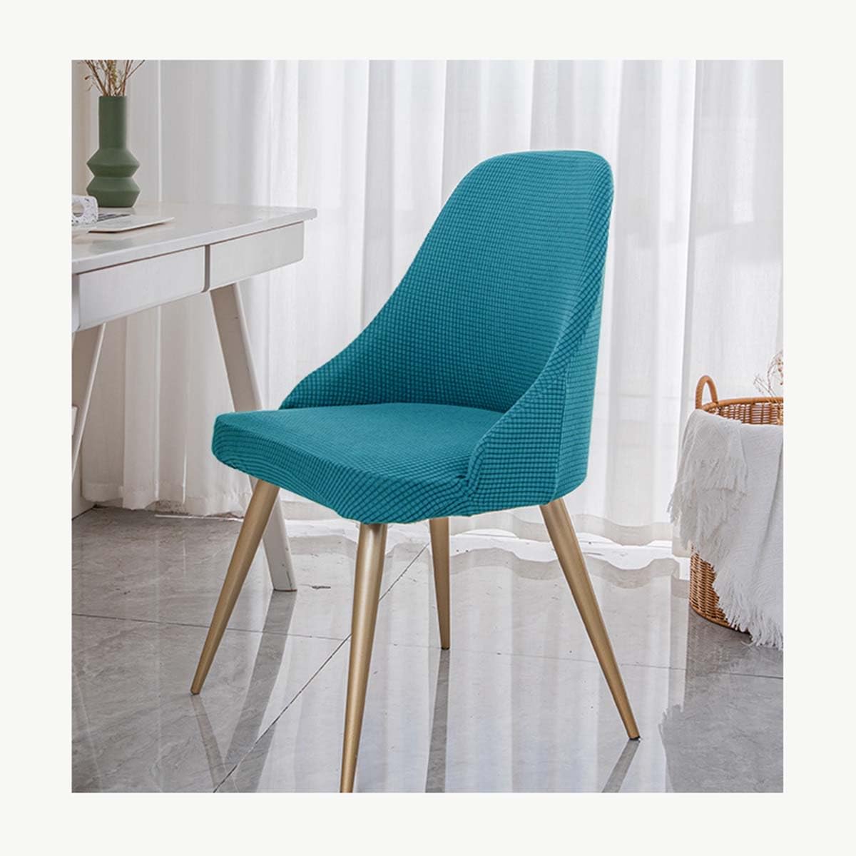 Housse de chaise scandinave extensible avec accoudoirs pour salle à manger et cuisine #10XL1PC