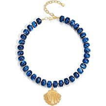 Boho Beaded Beach Pendant Necklaces for Women | Trendy Bead Strand,,6 Colors,Shell/Starfish/Sun/Conch Pendant,Adjustable and Comfortable,Ideal Summer Jewelry Gift
