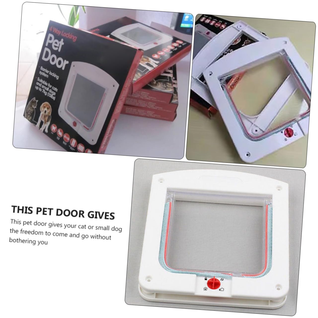 Chatière Contrôlable pour Chat, Lot de 2, Abs Acrylique | Chat et Petit Chien, Forme Créative, Légère et Facile à Installer, Blanc et Marron
